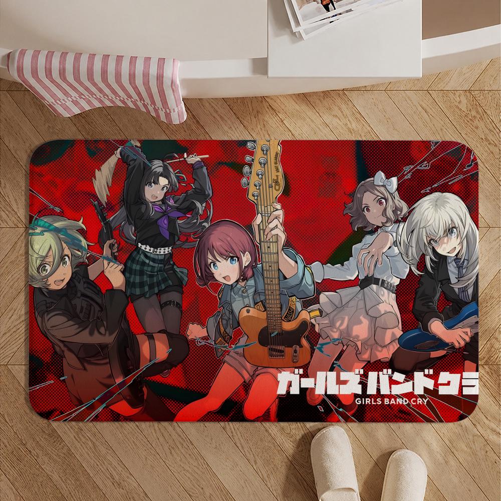Anime-girls Band cryS Floor Mat Soft Non-Slip Bath Mat, Bedside Carpet, Absorbent Doormat for Home