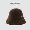 Retro Vintage Plüsch Fischerkappen Breitkrempiger Warmer Beckenhut Damen Bucket Hat Weiblich Dame