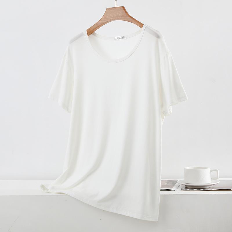 Damen Übergröße Modal Lockeres Kurzarm-T-Shirt