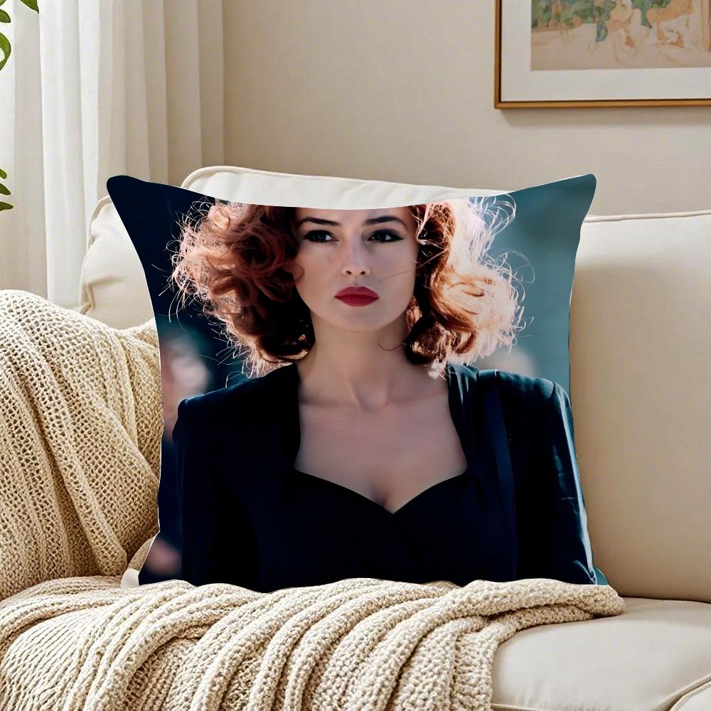 MMonica Bellucci Cushion Cover Linen Pillowcase Soft for Sofa Bed Home Room Decor