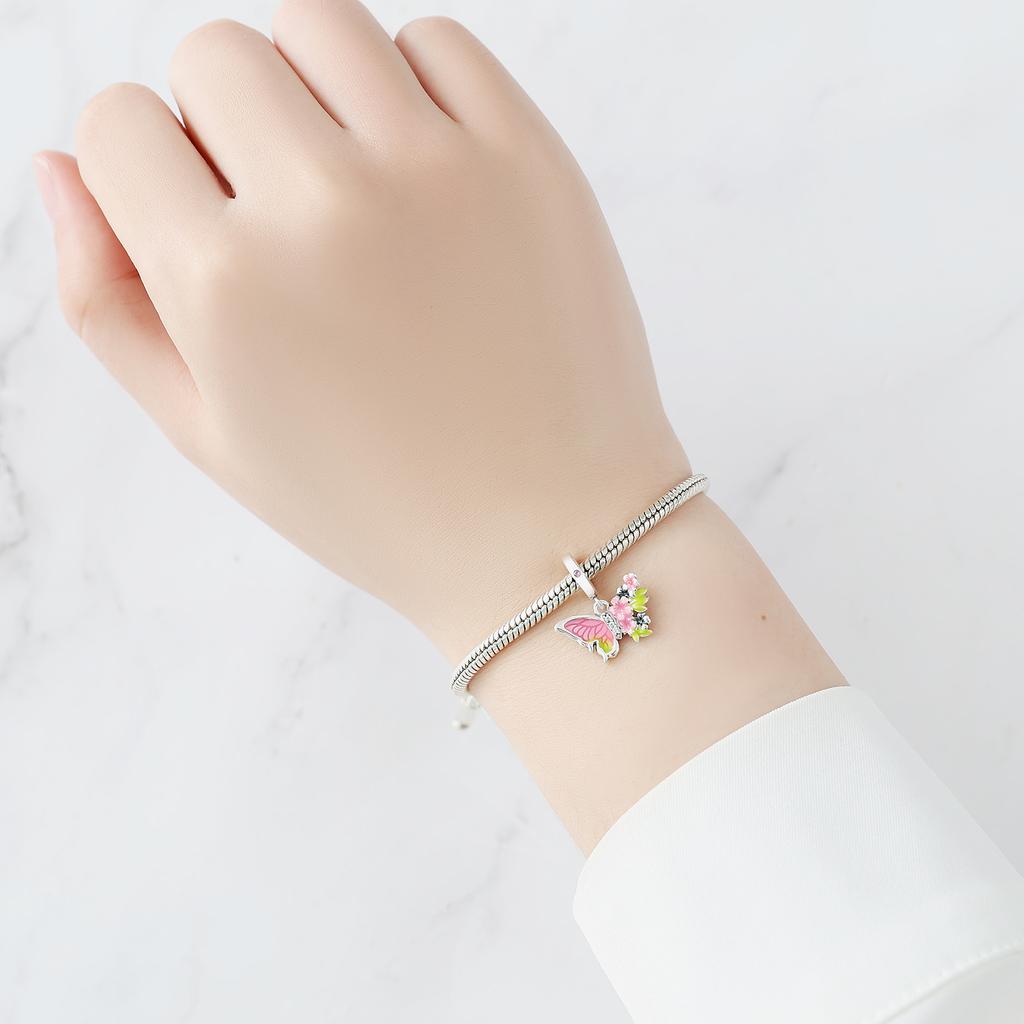 Realcopper Beautiful Butterflies Series Charm Fit Original Fine Bracelet Diy Bead Women Jewelry Fine Gifts Accessories