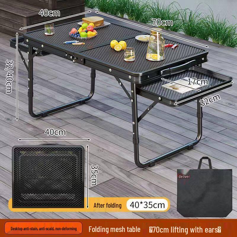 Multifunctional Outdoor Folding Aluminum Picnic Table with BBQ Mesh