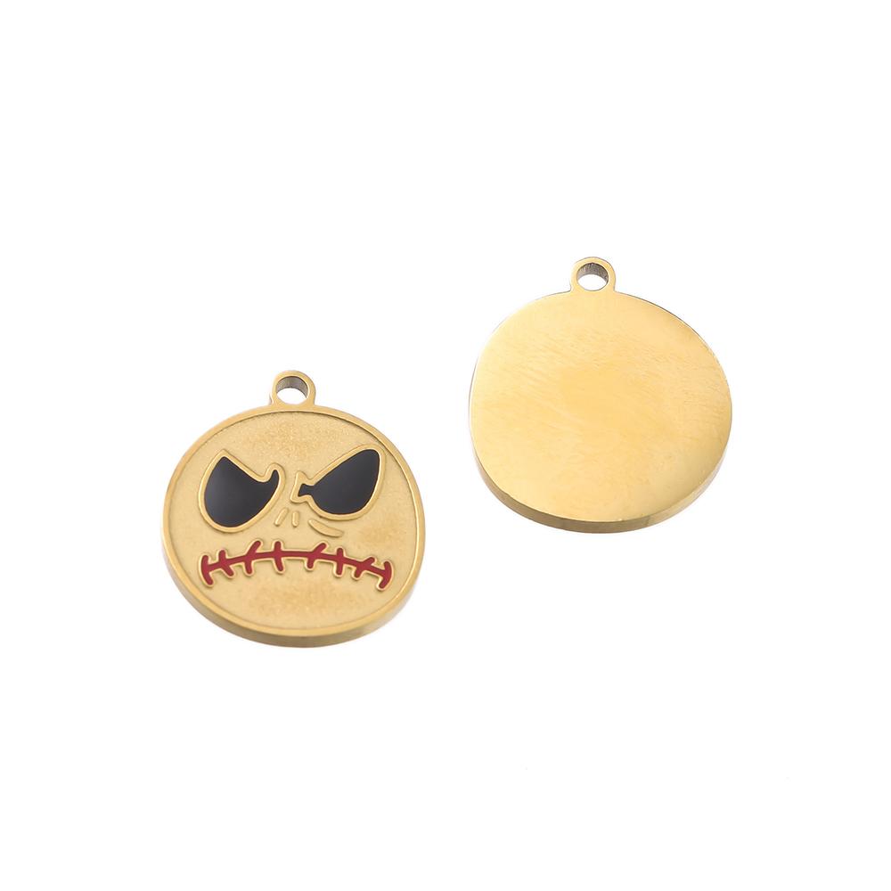1pcs Stainless Steel Cartoon Halloween Enamel Charms Pumpkin Skeleton Ghost Bat Cat Pendants for DIY Jewelry Making Accessories