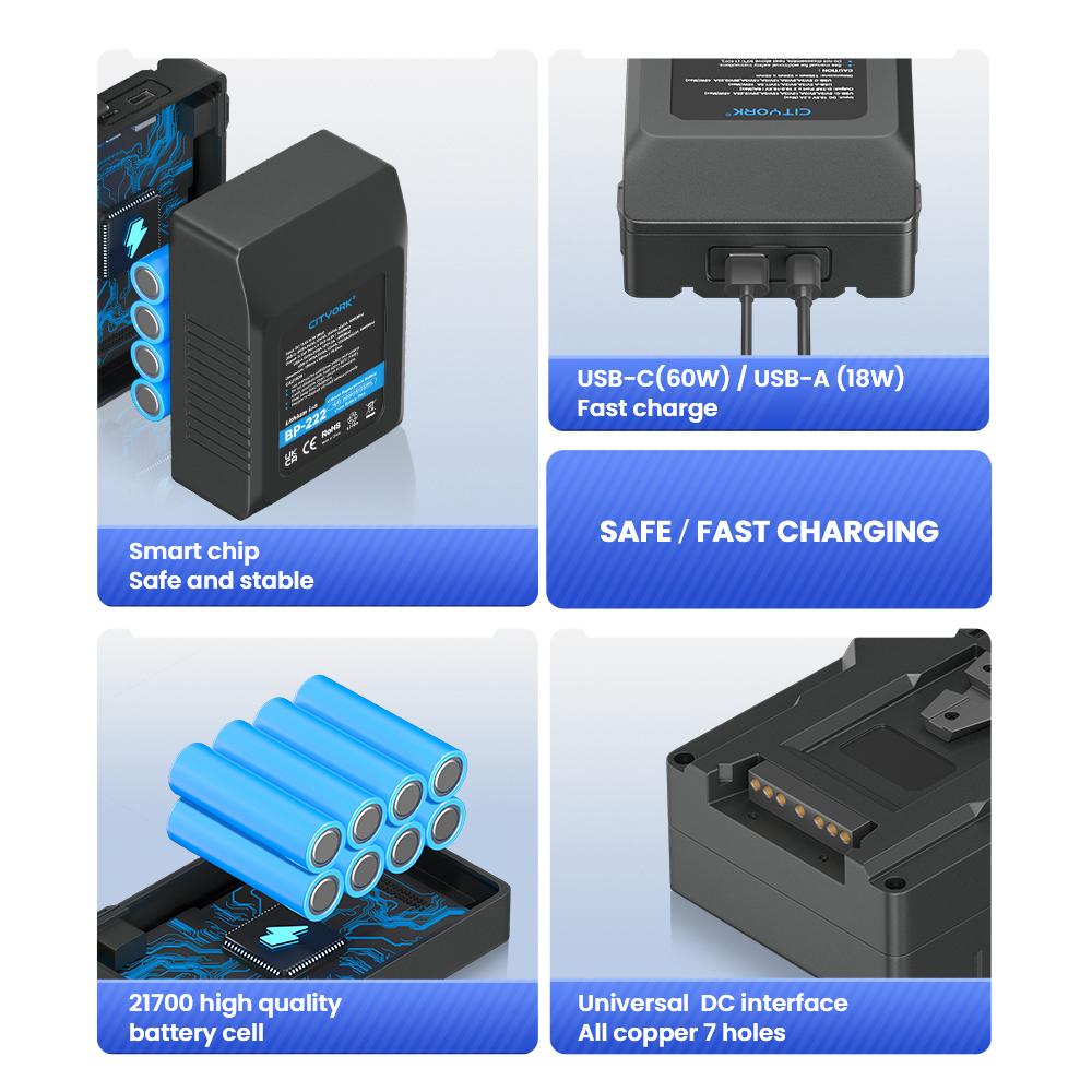 Baterie V Mount BP-95 BP-185 BP-222 V-Lock BP Baterii pentru camera video Broadcast LED Video Light Blackmagic URSA Mini Pro