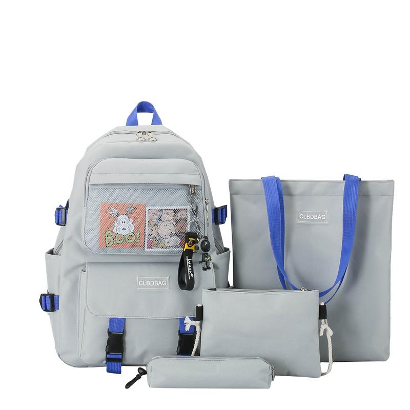 Канвасовая школьная сумка для ученика средней школы Корейская версия мода Харадзюку повседневный рюкзак большая вместимость мультяшный принт набор рюкзак