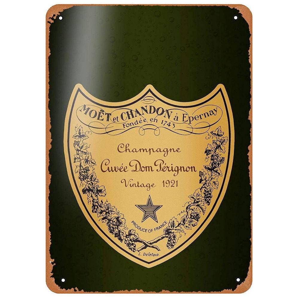 Silver Palate Champagne Vintage Retro Metal Tin Signs Vintage Wall Decor Metal Plaque Poster For Home Club Bar Pub Tavern Coffee