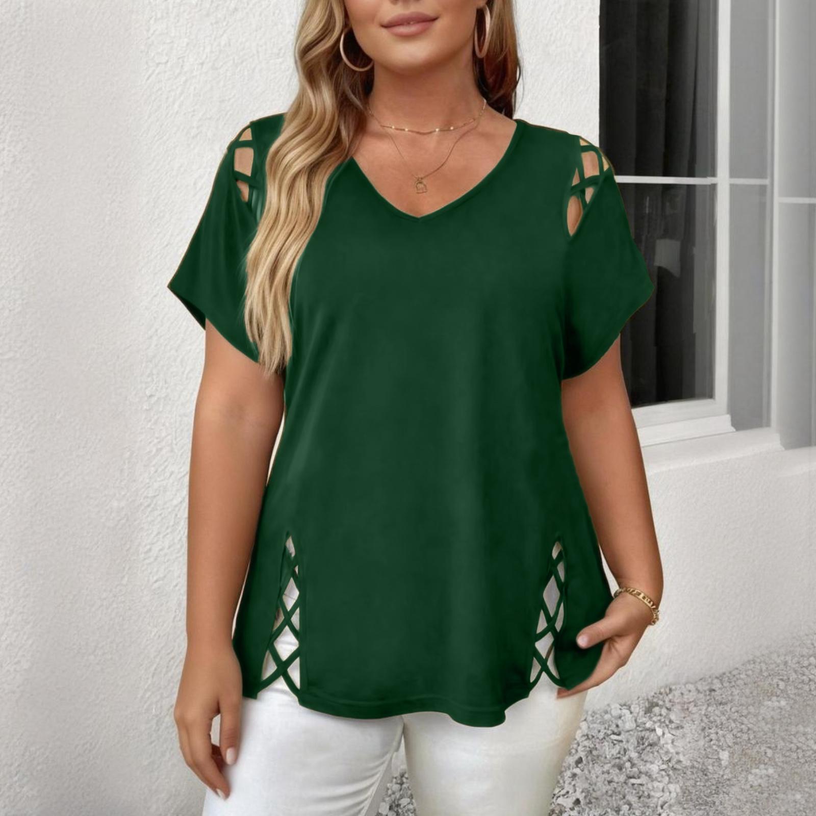 

Women s Fashionable Short Sleeve Elegant Commuting And Casual Top XXXXL