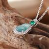 Natural Jadeite Gourd Pendant Necklace Women'S S925 Sterling Silver Inlaid With Colorful Treasure Xiaohongshu Earrings