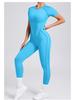 European & American 3D Backless Short Sleeve Jumpsuit - Autumn/Winter Yoga Activewear