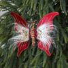 Glitter Butterfly Christmas Ornaments Artificial 3D Sequined Butterfly with Feather for Christmas Tree Crafts Flower Bouquets Fairy Garden Home Decor