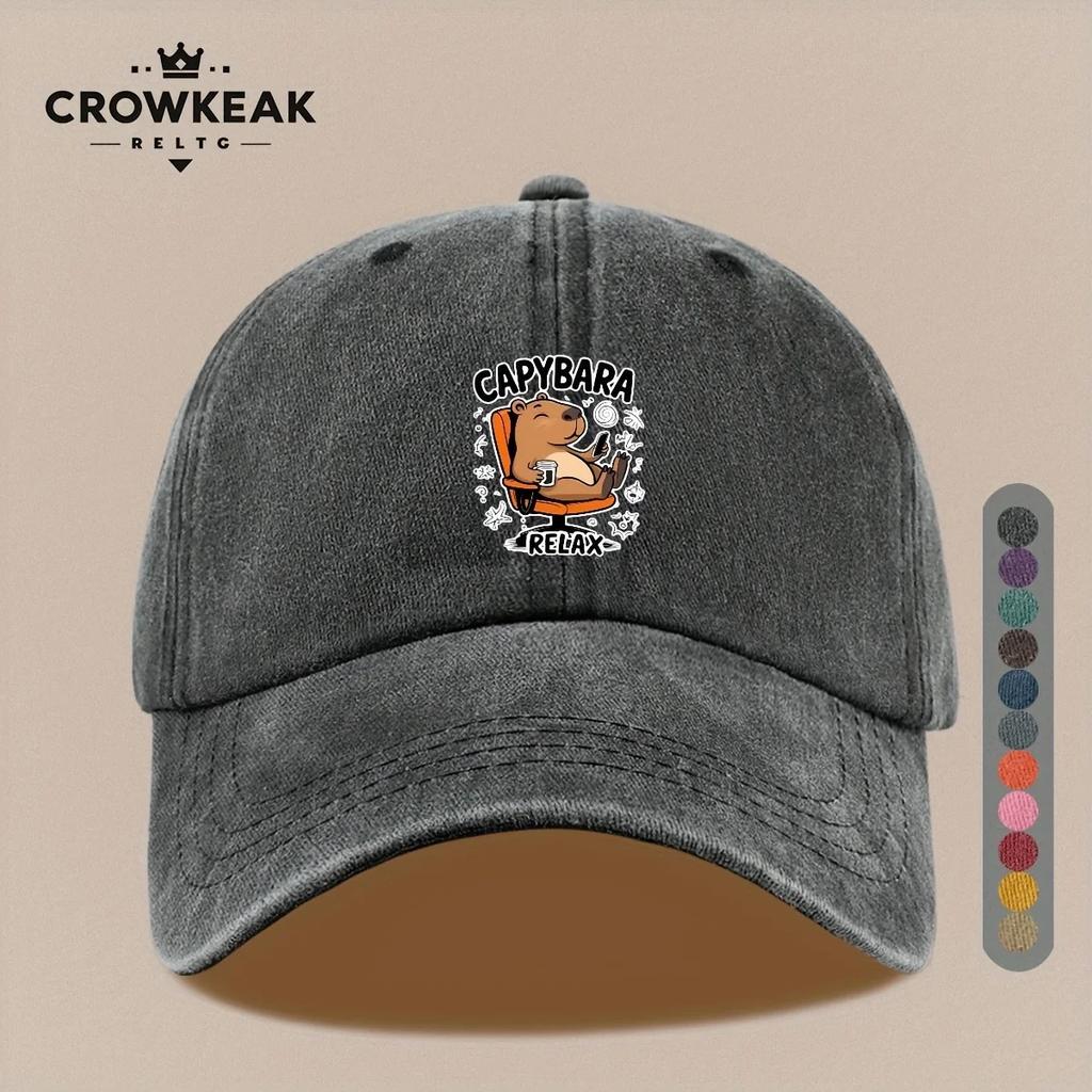 pc CAPYBARA RELAX Pattern Baseball Cap with a Vintage Print Perfect for Comfortable Breathable And Lightweight Suitable fo