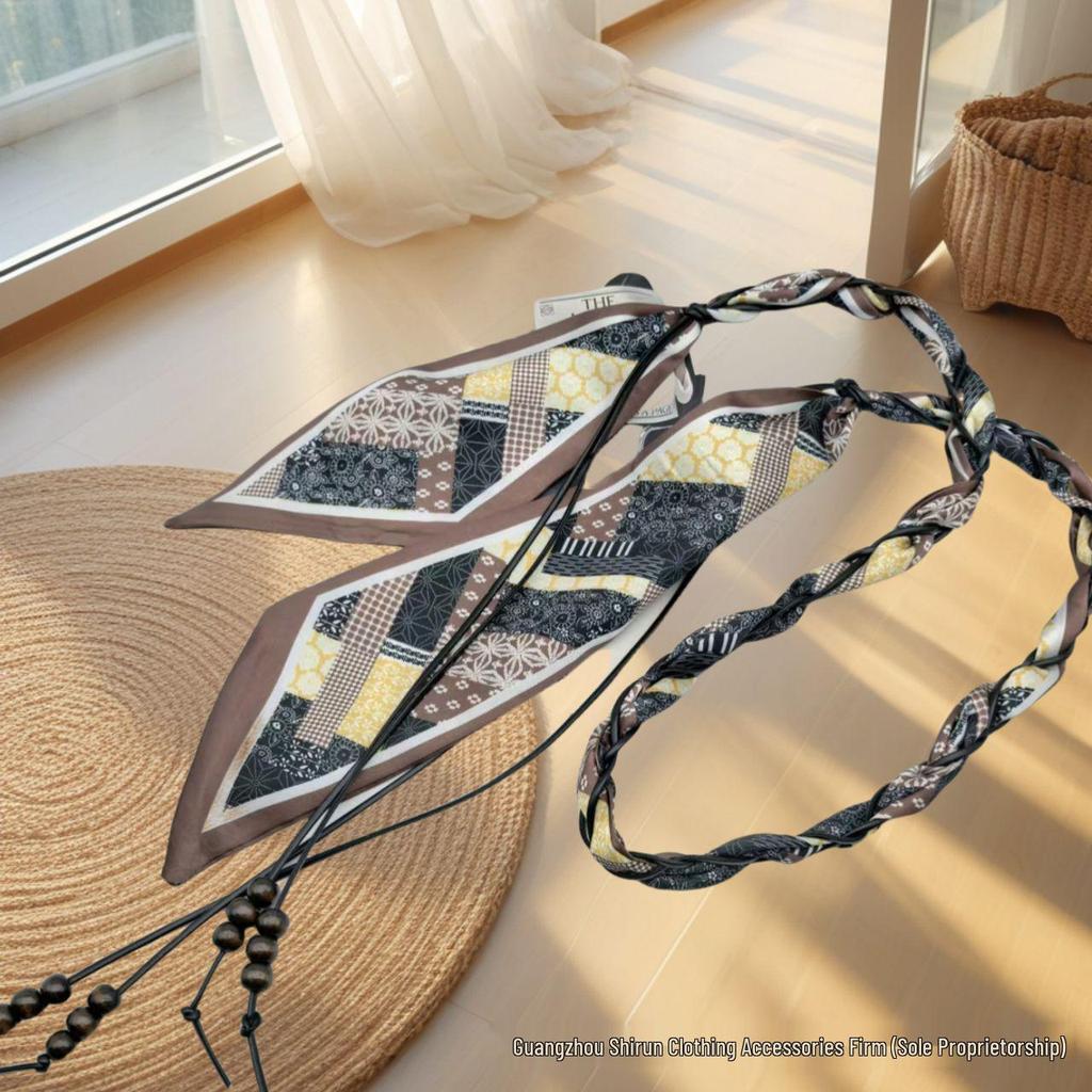 Bohemian Ethnic Silk Scarf Belt: Women's Handmade Woven & Beaded Waist Accessory