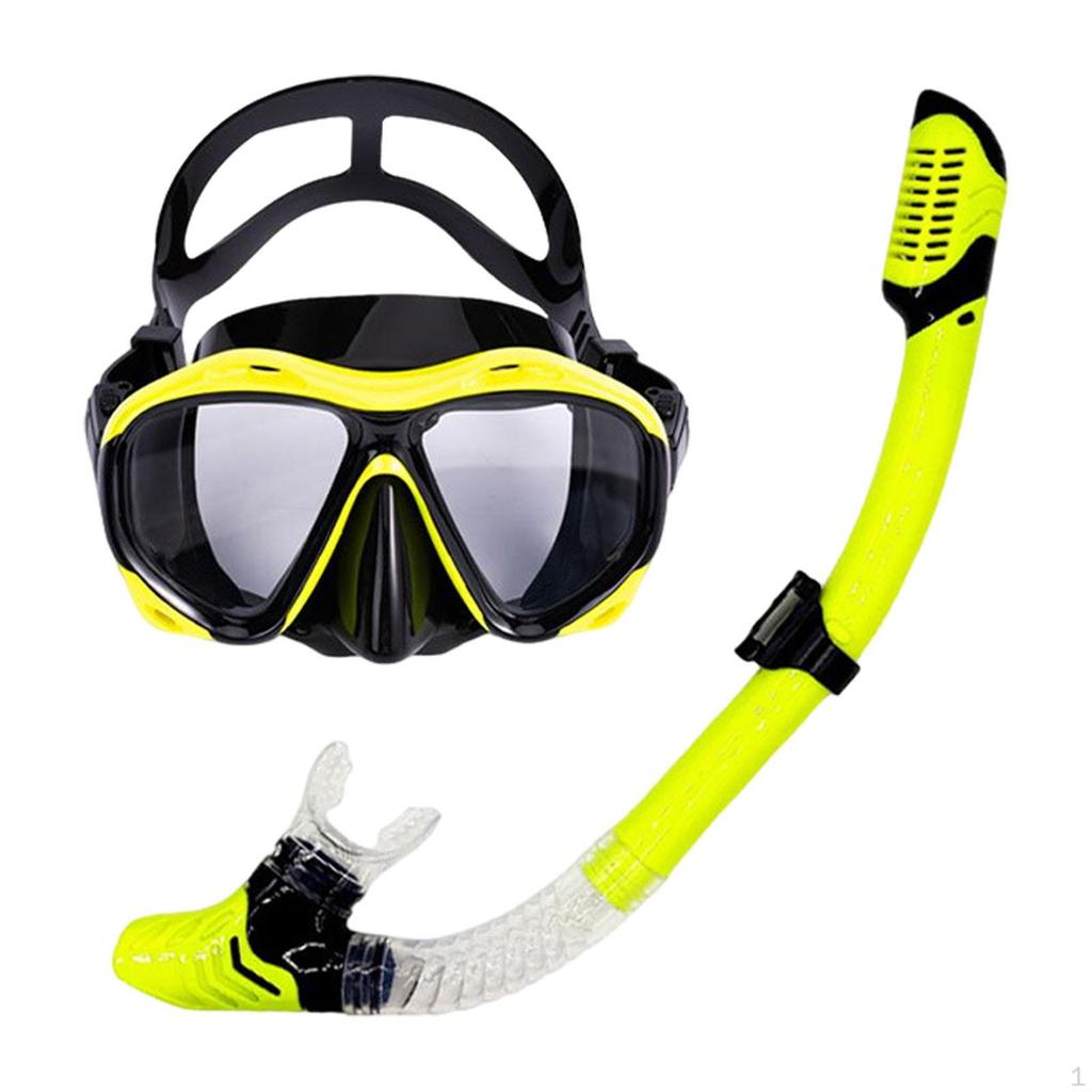 Snorkel Set Portable Adjustable Strap Swimming Mask for Snorkeling Women Men White