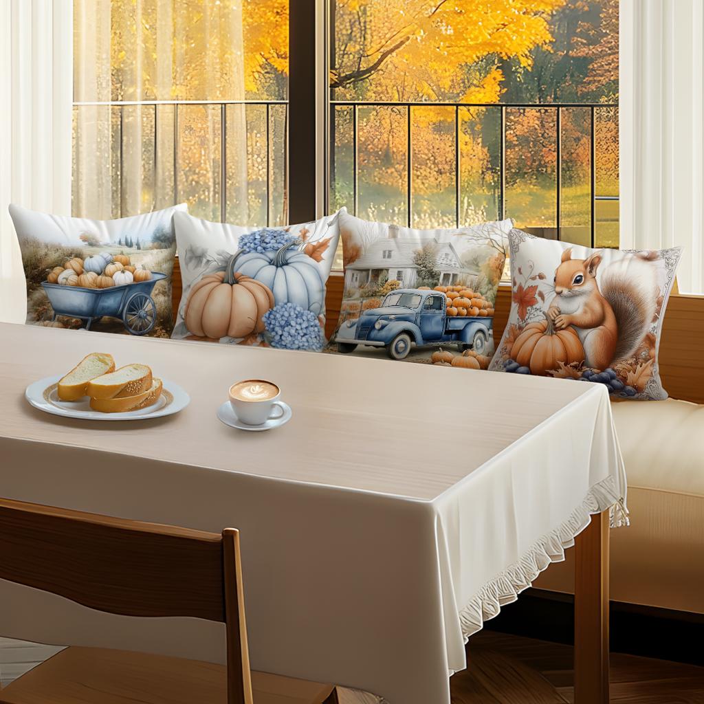 Vintage Autumn Pumpkin Pillowcase Printed Polyester 45X45Cm Throw Pillowcover Decorative Sofa Cushion Pillowslip Home Decor