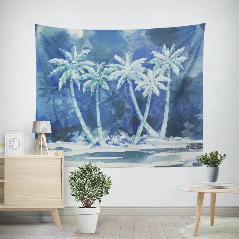 

Декоративный гобелен с изображением тропической кокосовой пальмы. Декор для дома, офис, гостиная. Гобелен 100x75cm