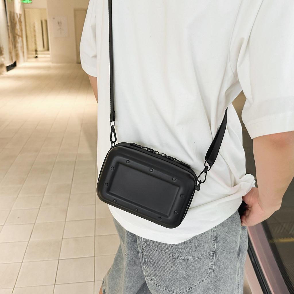 Men's Crossbody Bag: Simple, Versatile, Casual Single-Shoulder Commuter Bag, Soft Shell, Phone Holder, Small Square Design.