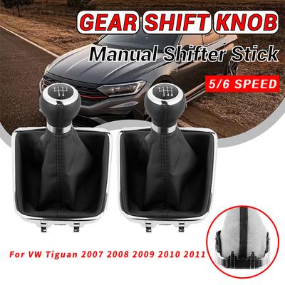 New for VW Tiguan 2007 2008 2009 2010 2011 Car Accessories Auto Manual 5/6 Speed Leather Gear Shift Lever Knob With Dust Cover
