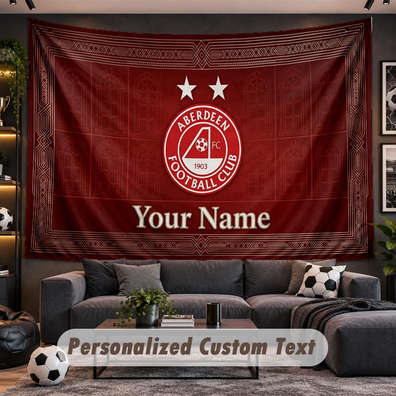 Aberdeen FC Personalized Tapestry Support Custom Name, Wall Art Home Decoration