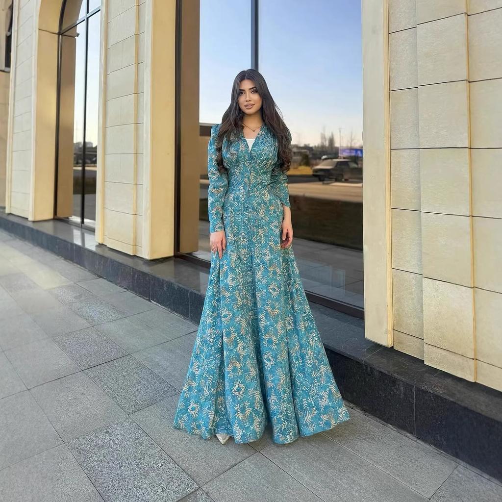 Middle East Arabian Women's Spring New Fashion Long Sleeve Pendulum Single-breasted Shirt Dress