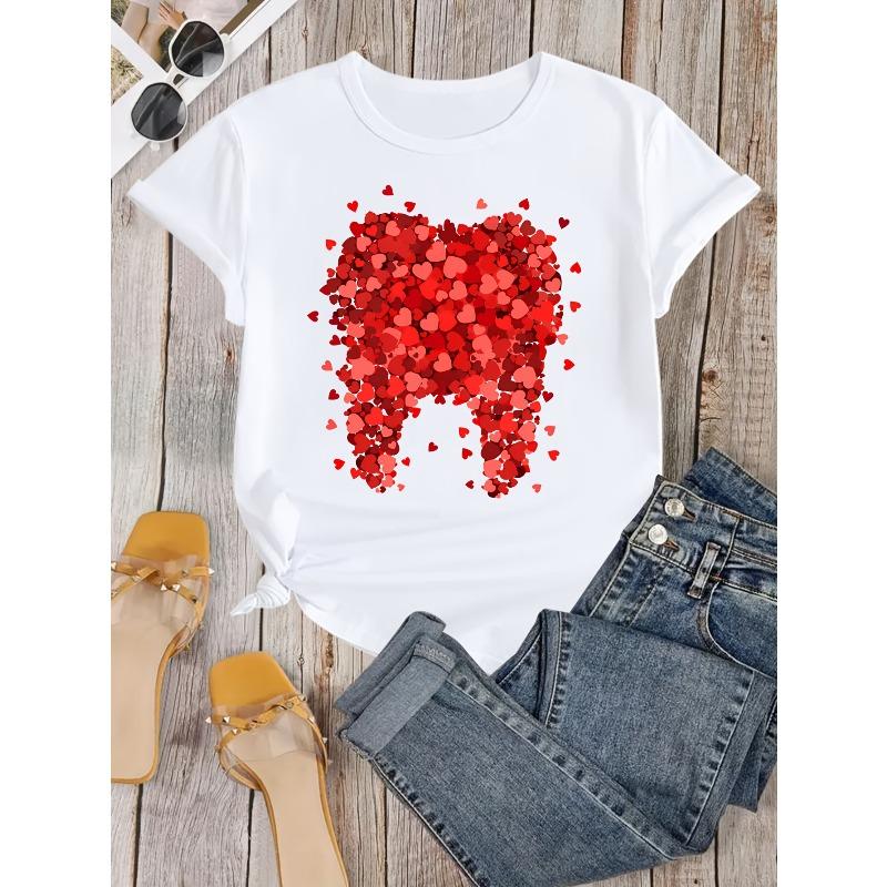 European Size Funny Love Tooth Print - Women's Dental Valentine's Day