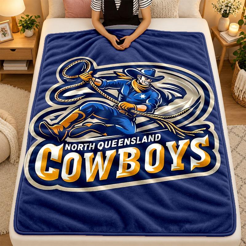 Flanelová deka North Queensland Cowboys Teplá měkká přehozová deka pro vnitřní použití na pohovku postel obývací pokoj