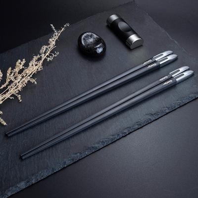 Essstäbchen-Set aus schwarzer Legierung, 5 Paar, luxuriöses, rutschfestes Essstäbchen-Set für chinesische Küche