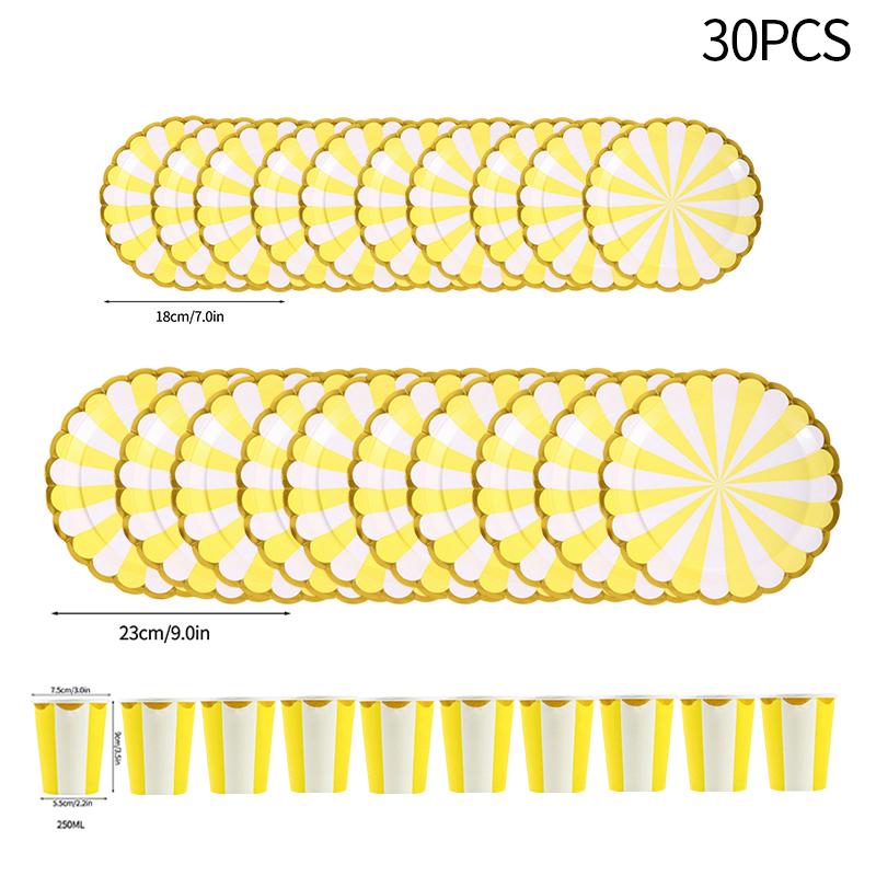 30pcs Disposable Plates Cups Birthday Decoration Disposable Tableware Disposable Party Dish Baby Shower Camping Disposable Cups