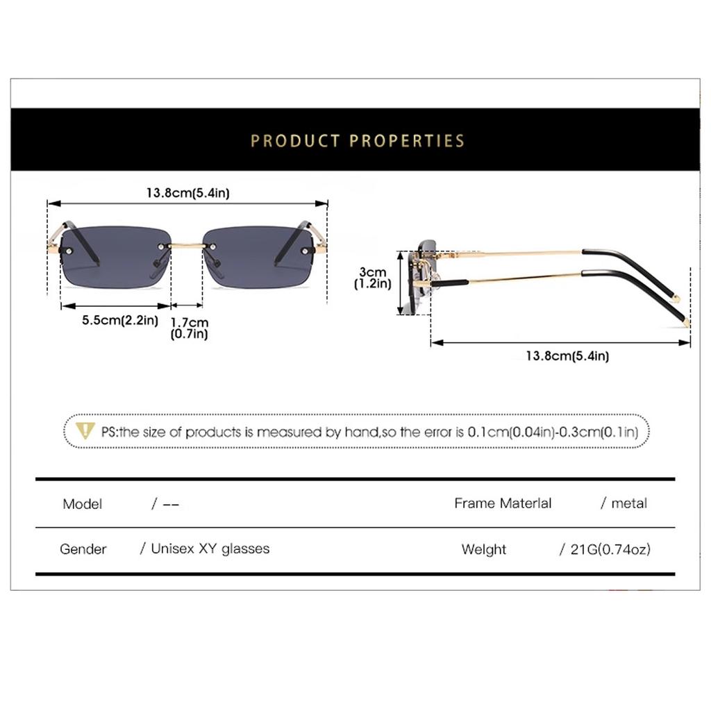 Nowe prostokątne vintage okulary przeciwsłoneczne damskie modne kwadratowe kolorowe klasyczne casualowe bezramkowe męskie okulary przeciwsłoneczne UV400