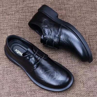Echtes Leder Rindsleder Freizeitschuhe Herren Atmungsaktive Low-Top Schnürschuhe Atmungsaktives Deodorant Business Kleine Lederschuhe