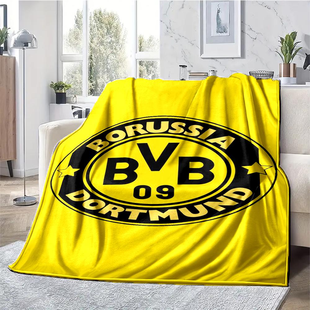 Borussia Dortmund Thema Bedruckte Decke - Perfekt für Sofa, Bett, Reisen & Outdoor-Nutzung | Maschinenwaschbar, Gemütlich & Langlebig.
