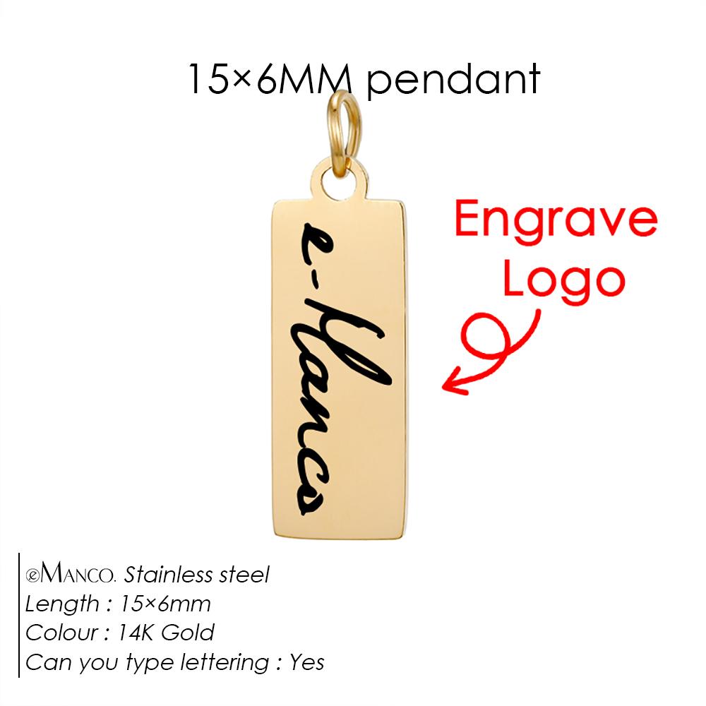 e-Manco Custom Tags Stainless Steel Charms for Necklace Bracelets 6 Sizes to Choose