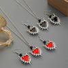 Zinc Zinc Alloy Black Necklace Earring Set Luxury Dangle Earrings Set Thorn Love Pendant Necklace  Gift
