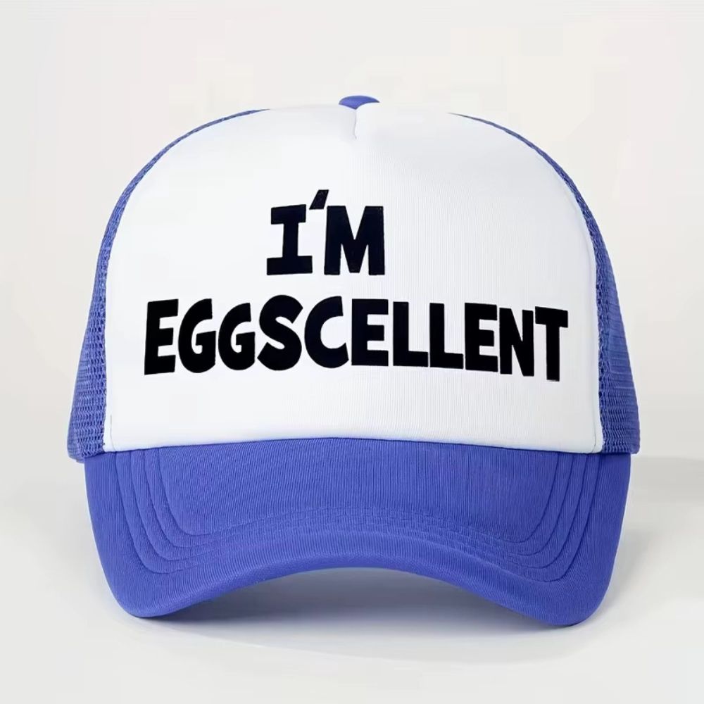 Foam Mesh I'M EGGSCELLENT Trucker Cap Curved Brim Snapback Cap Fashion Golf Hat For Men Women
