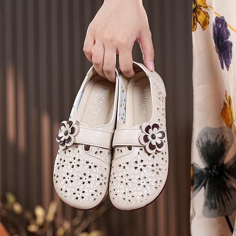 

Women s Sandals Summer New Hollow Breathable Soft Sole Casual Shoes Fashion Flower Slip on Vintage Lightweight Comfortable Flats 35