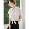 TERRE BLEUE Women's Loose Lyocell Short-Sleeve Shirt