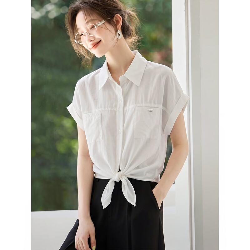 TERRE BLEUE Women's Loose Lyocell Short-Sleeve Shirt