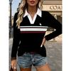 Modische Damenbekleidung, Damen Langarm Neues Mode Trendiges Vielseitiges Poloshirt