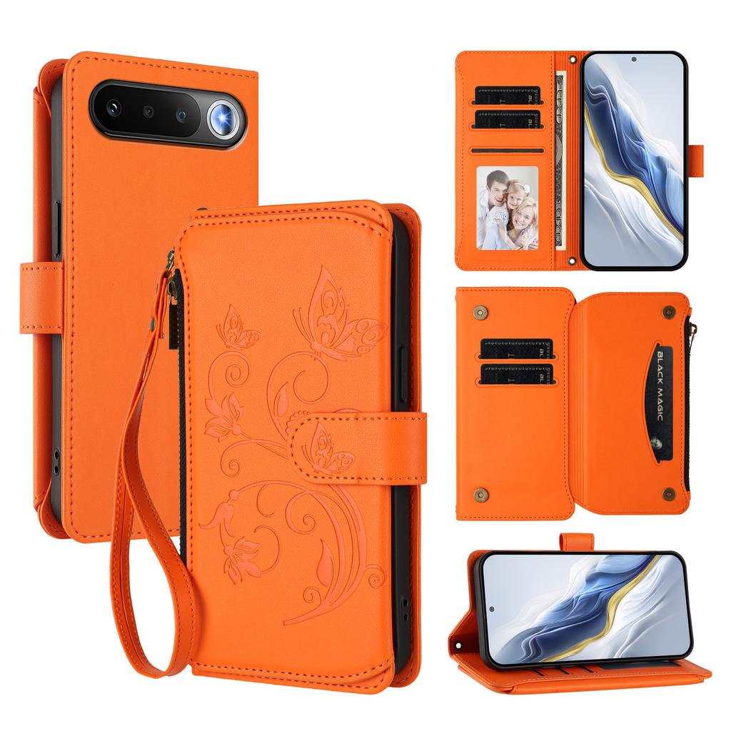 Wallet Case for 16 5G Leather - Leather/PU, Orange, With Lanyard