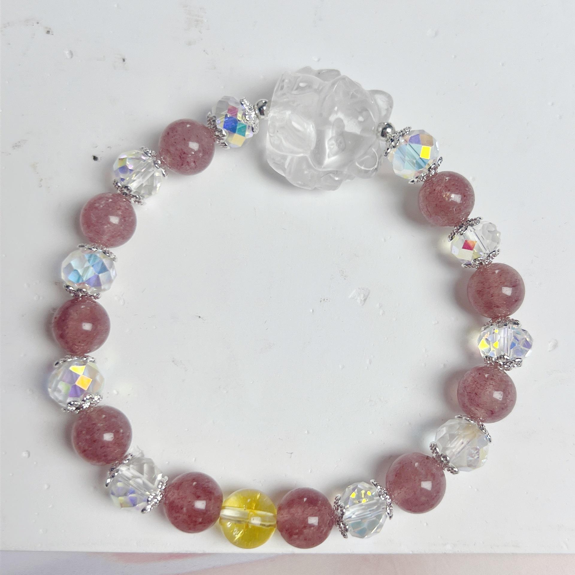 

White Crystal Bracelet Strawberry Crystal Bangles Women Fashion Jewelry accessories Gift