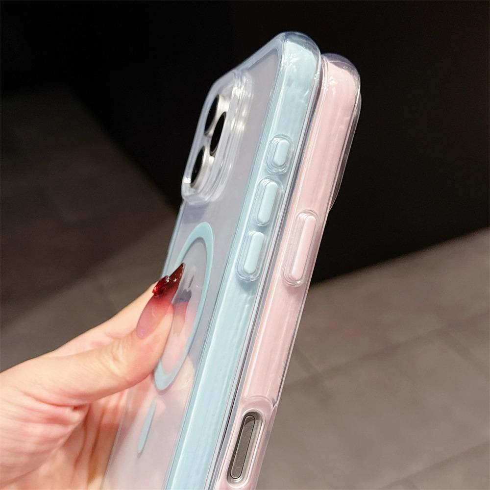 Luxury Transparent Magsafe Phone Case For iPhone 16 15 14 13 12 11 Pro Max Plus Clear Magnetic Bumper Back Cases Cover