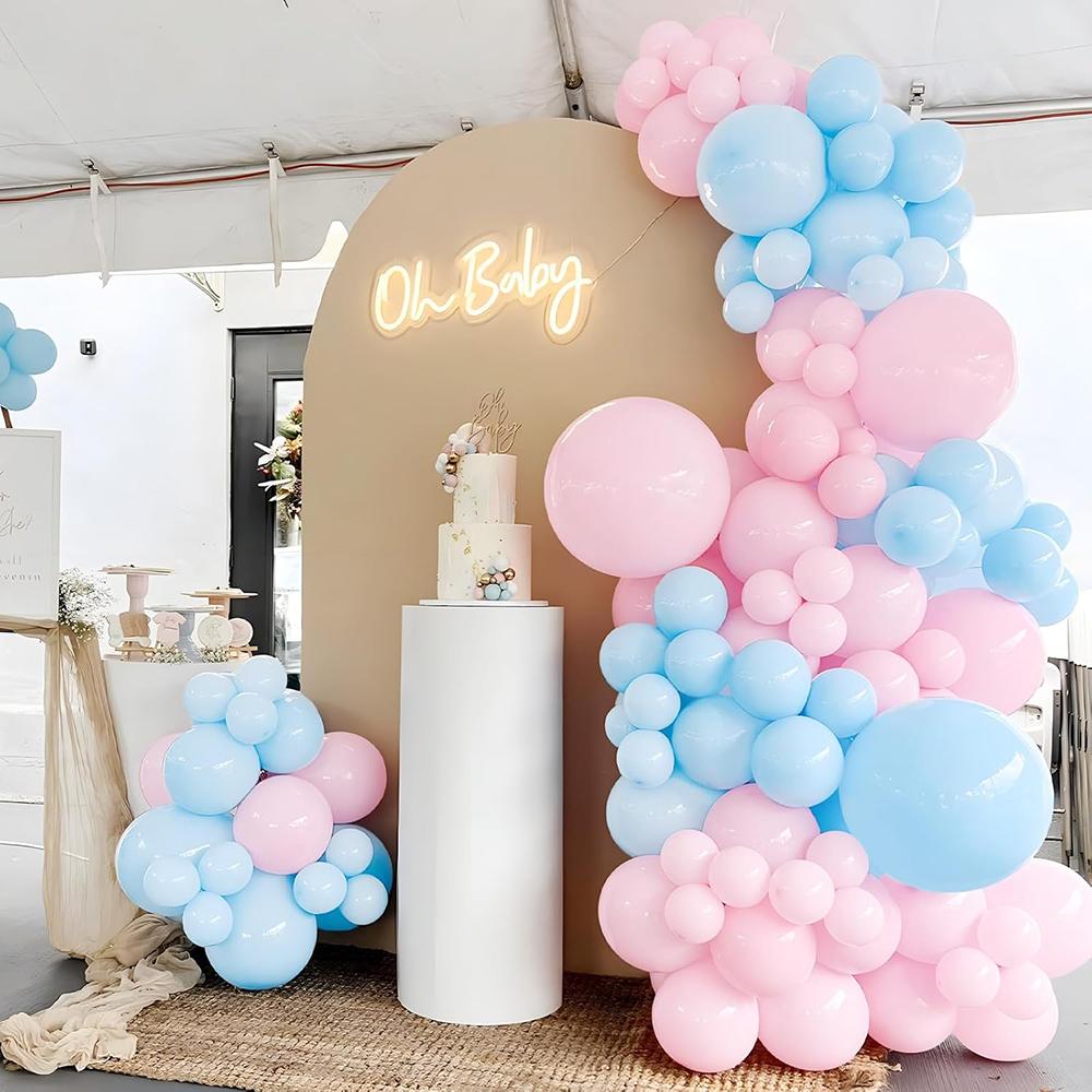 Pastelowa Różowo-Niebieska Girlanda Balonowa Łuk Zestaw Jasnoniebieski Różowy Girlanda Balonowa Chłopiec Dziewczynka Baby Shower Odkrycie Płci Impreza Urodzinowa Dekoracja