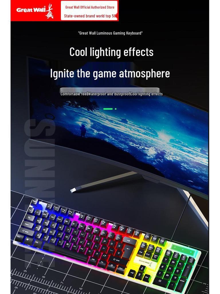 4-in-1 Wired Luminous Gaming Set: Keyboard, Mouse, Headset, Mouse Pad.