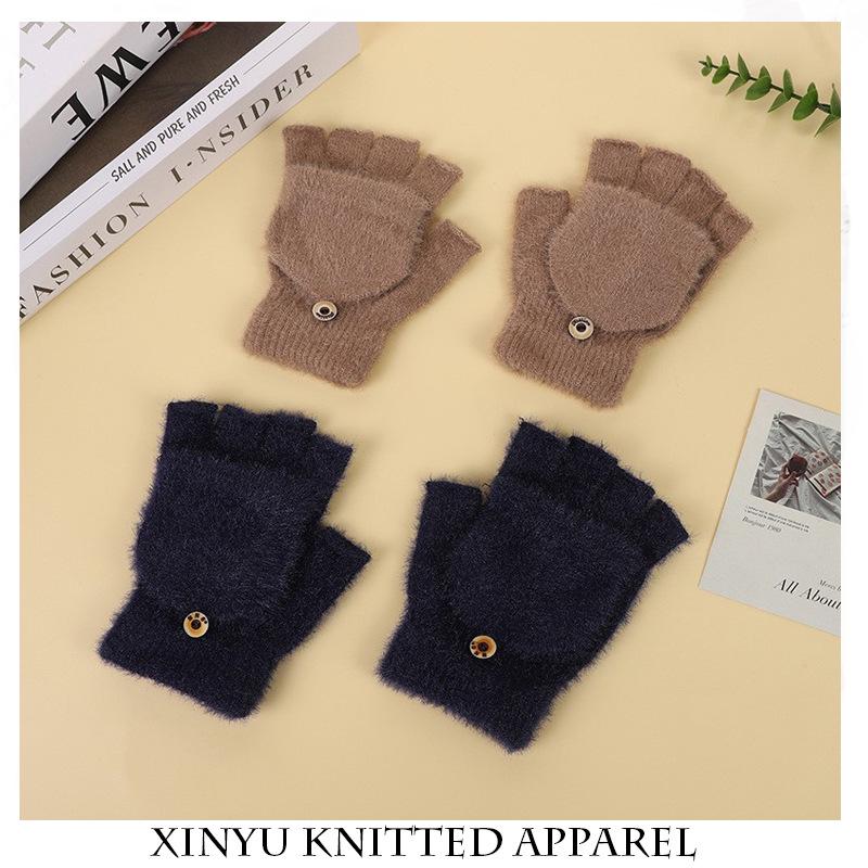Winter-Fingerlose Strickhandschuhe im koreanischen Stil – Kältefest, einfarbig zum Schreiben und für den Bürogebrauch