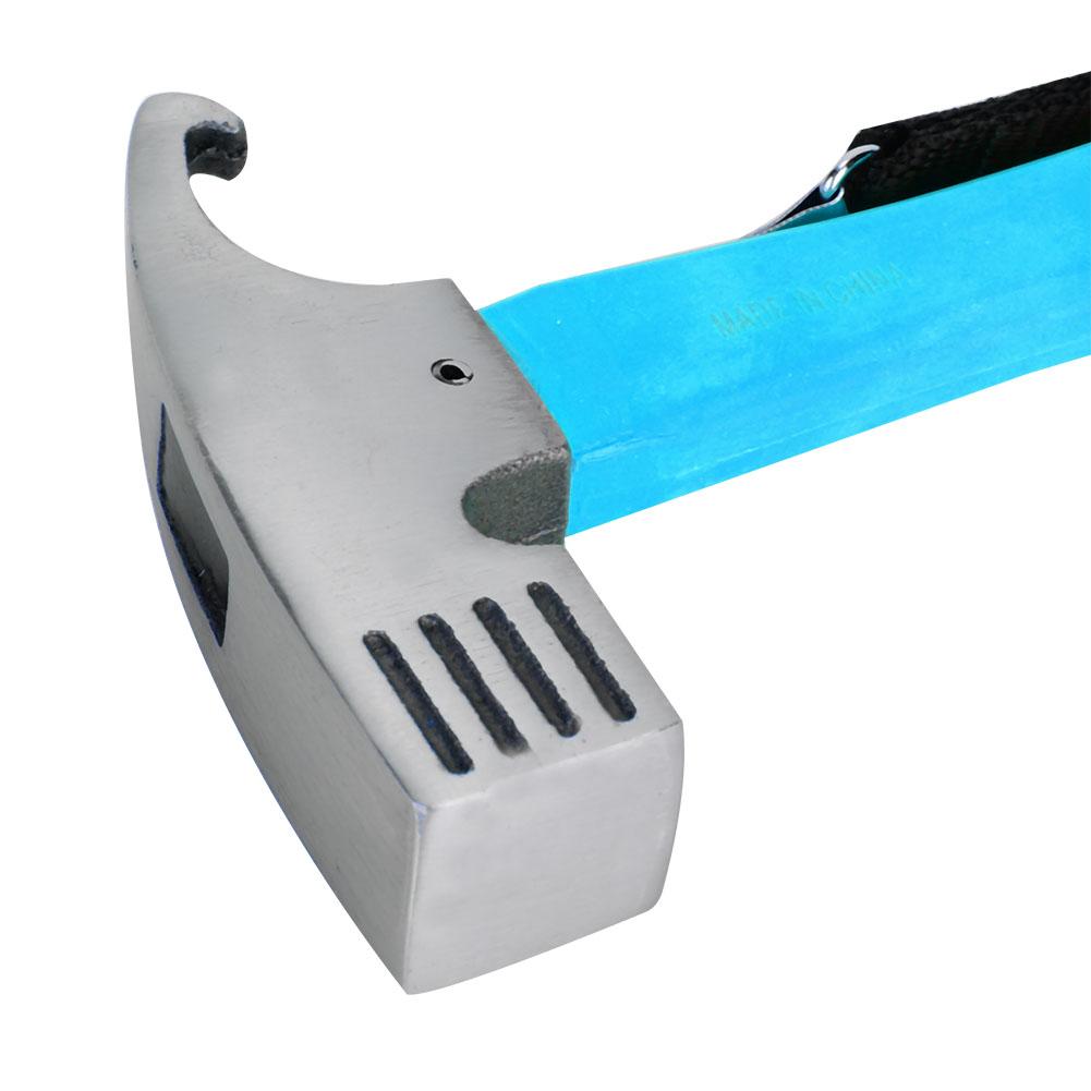 Outdoor Camping Zimmermannshammer Hochfester Kopf Gummihandgriff mit Fangriemen (blau)