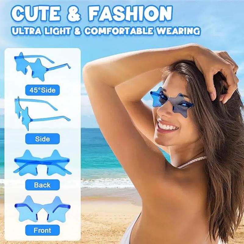1-9 Stück Sternen-Sonnenbrillen Bunte Sternen-Brillen Transparente Süßigkeiten-Farben Sonnenbrillen für Männer Frauen Foto-Requisiten Geburtstagsparty Cosplay