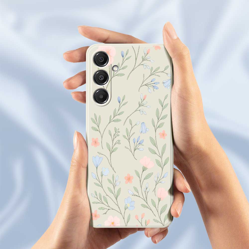 For Samsung Galaxy A16 5G/4G Case Pink Blue Flowers Pattern Printing Straight Edge TPU Phone Back Cover