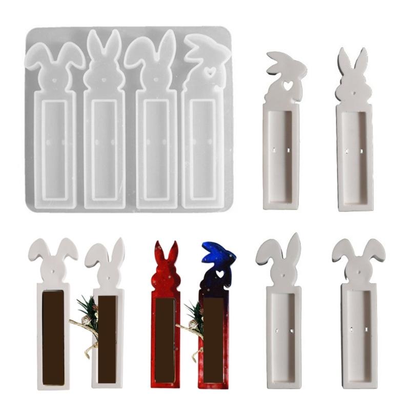 4 Cavity Silicones Molds for Easters Decorations Creative Rabbit Bunnies Money Gift Box Crafting Casting Resins Molds