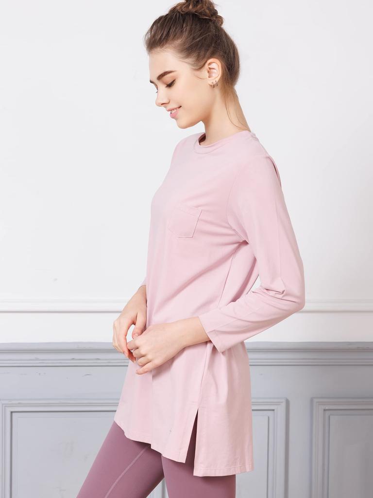 Loopa Essential Long for Training and Smoky Size M L/S T-Shirt, Women's, Sleeve, Quick-Drying, Cool-To-Touch, Sports, Pink,