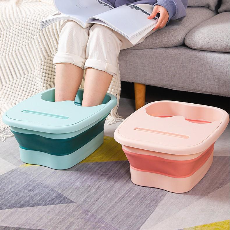 Portable Foldable Foot Bath & Massage Basin for Adults - Thickened Plastic Foot Soaking Bucket for Home & Dorm.