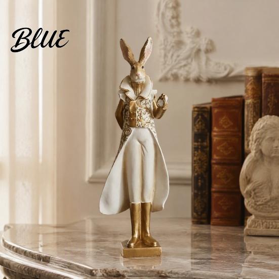 Small Animal Statues for Entryway Vintage Resin Mr & Mrs Rabbit Figurine, Dress Bunny Statues, Farmhouse Unique Aesthetic Room Accessories Country